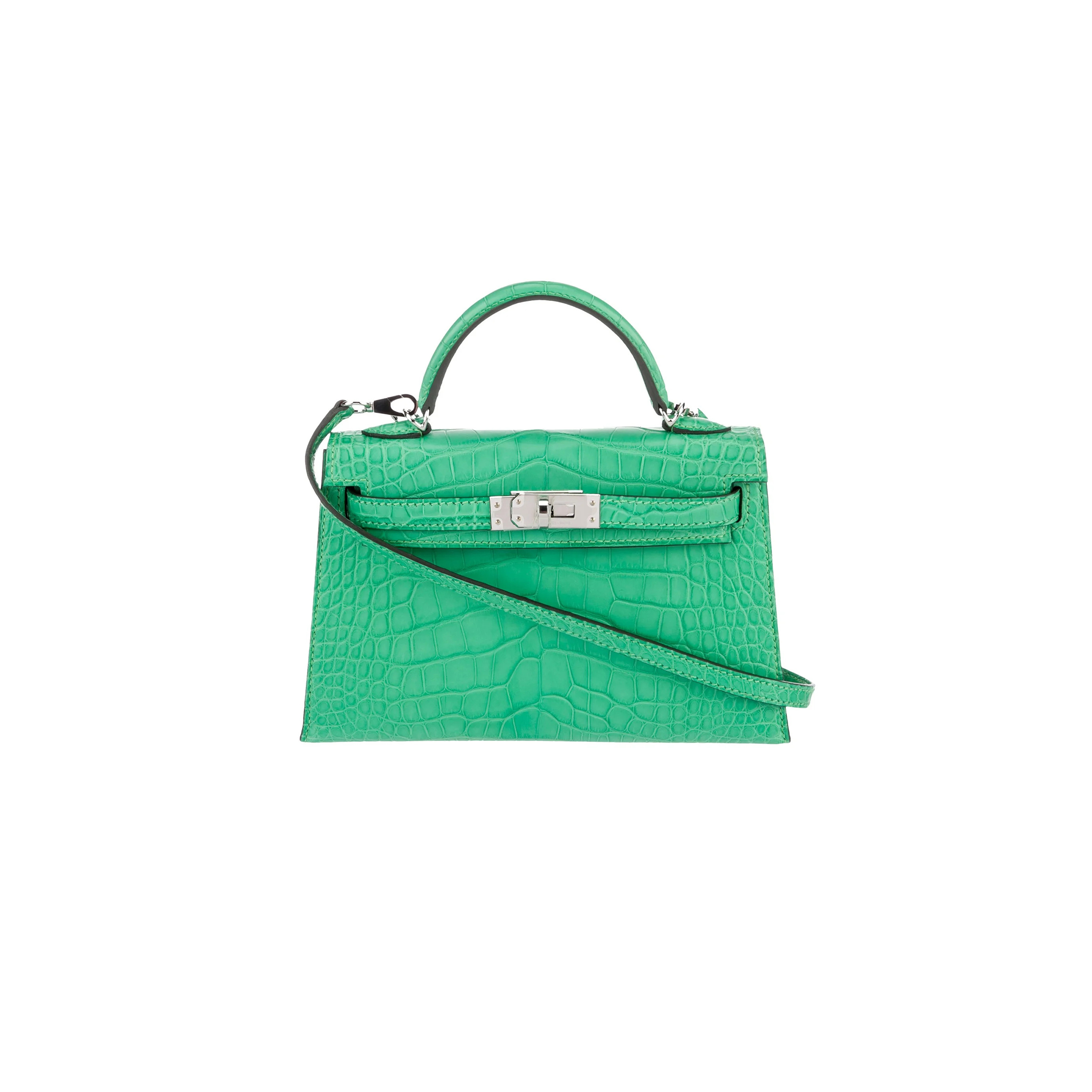 H**mes master mini kelly ii crocodile leather imperial green (19*12*5.5cm)